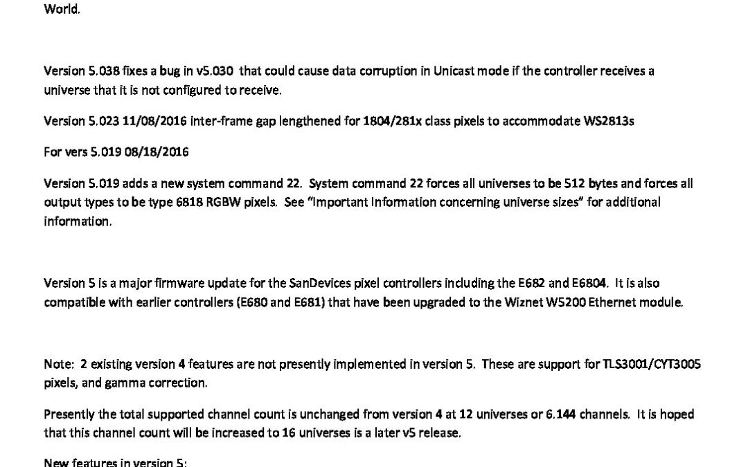 SanDevices Version 5 Firmware Documentation thru version 5.050 beta